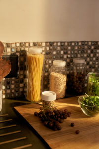 Assorted storage jars being used in the kitchen